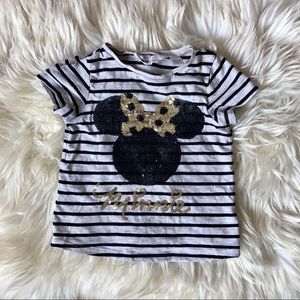 🌟5/$20🌟H&M sequin black gold Minnie Mouse tee